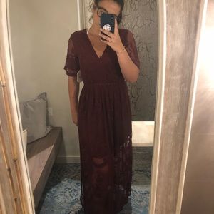 Elegant maroon lace dress